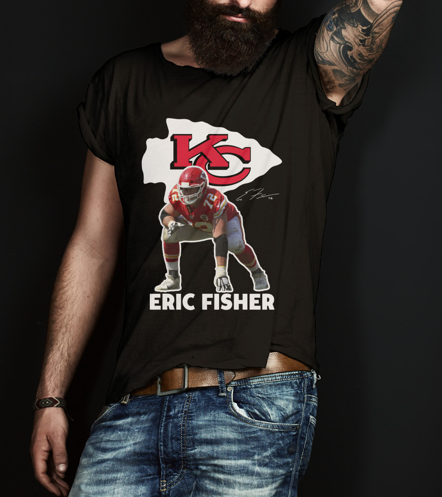 KC Chiefs Eric Fisher 72 Football Signature T-Shirt