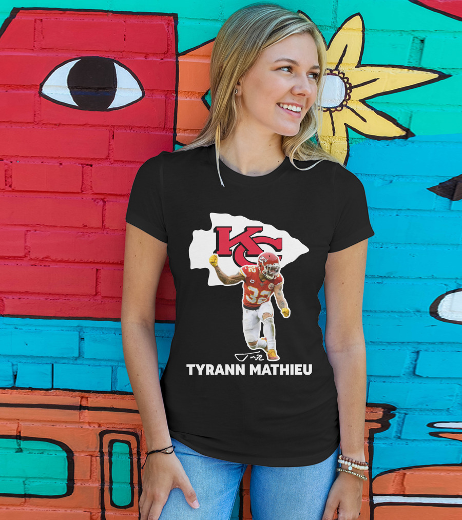 Tyrann Mathieu Kansas City Chiefs KC Football 32 Signature T-Shirt