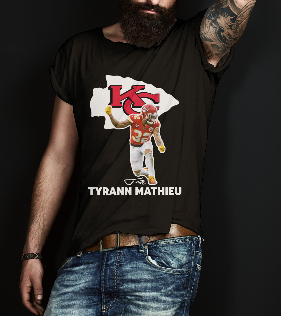 Tyrann Mathieu Kansas City Chiefs KC Football 32 Signature T-Shirt