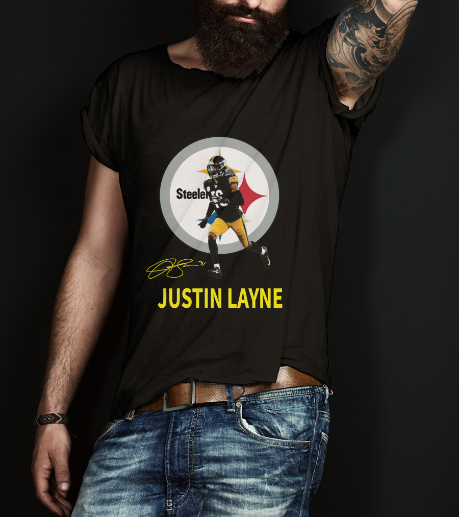 Steelers Justin Layne 31 Player Signature T-Shirt