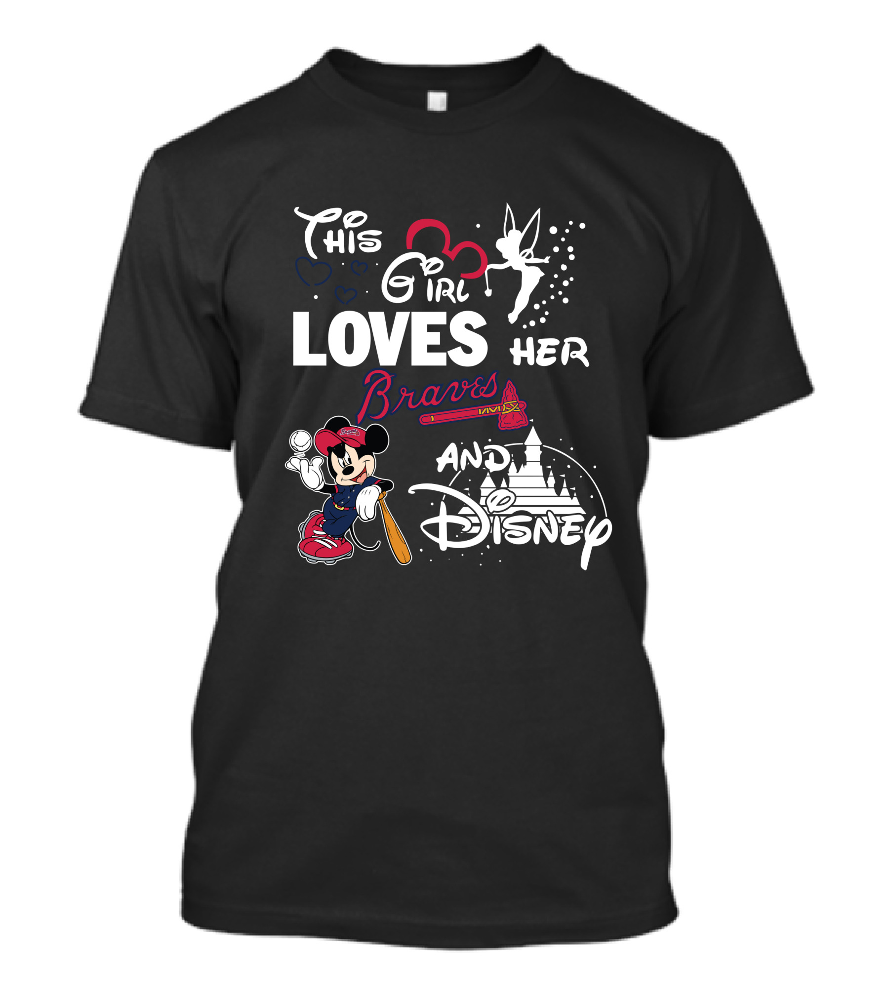 This Girl Loves Her Braves And Disney Mickey Mlb T-Shirt