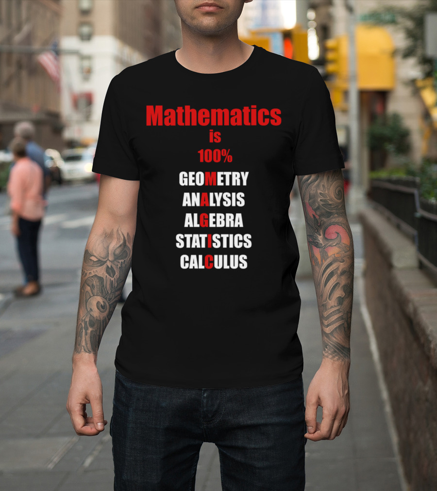 Mathematics Is 100% Geometry Analysis Algebra Statistics Calculus Magic T-Shirt