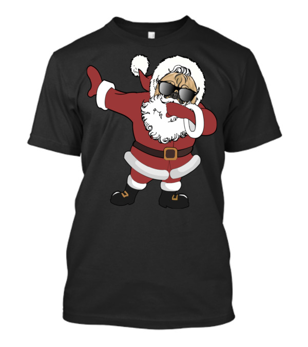 Dabbing Santa Pug With Sunglasses In Christmas T-Shirt