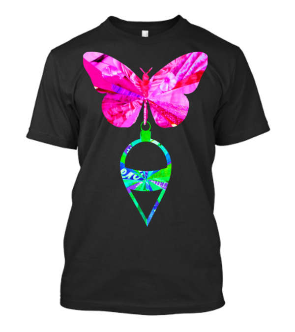 Artts Butterfly Christmas Ornament Pinkz Neon Green Abstract T-Shirt