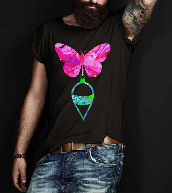 Artts Butterfly Christmas Ornament Pinkz Neon Green Abstract T-Shirt