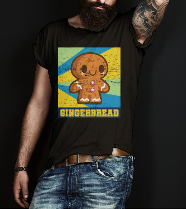 Gingerbread Kawaii Retro Stripes T-Shirt