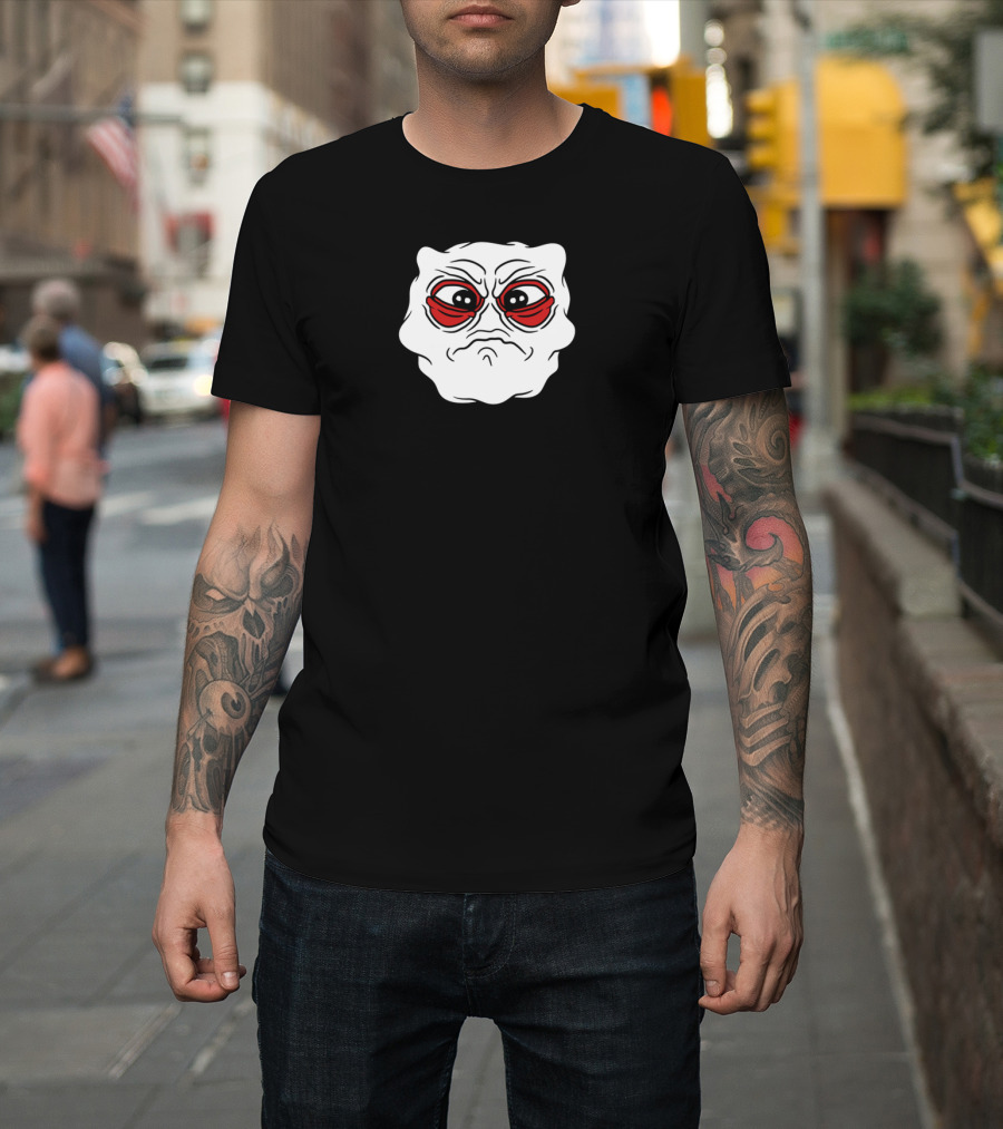Little Monster Head Eyes Face Sad Crying Felon Unh White Grumpy Blob with Red Angry Eyes T-Shirt
