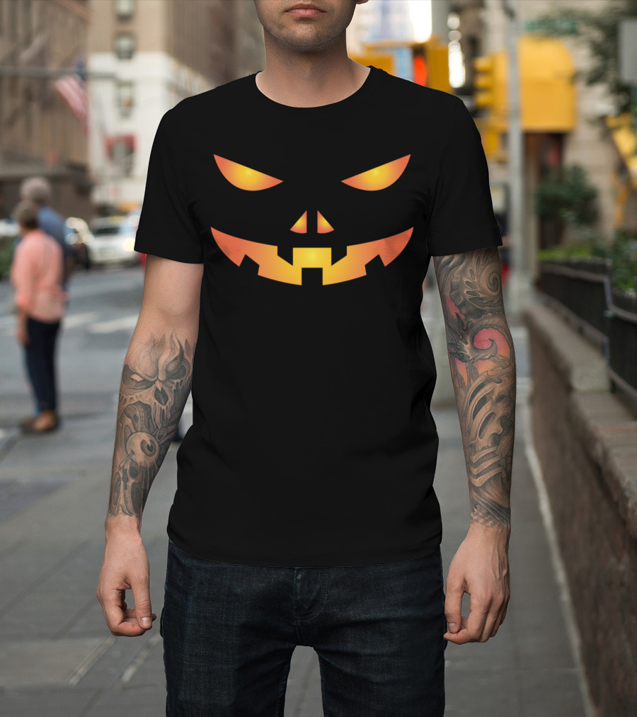 Pumpkin Scary Face Glowing Jack-O'-Lantern T-Shirt
