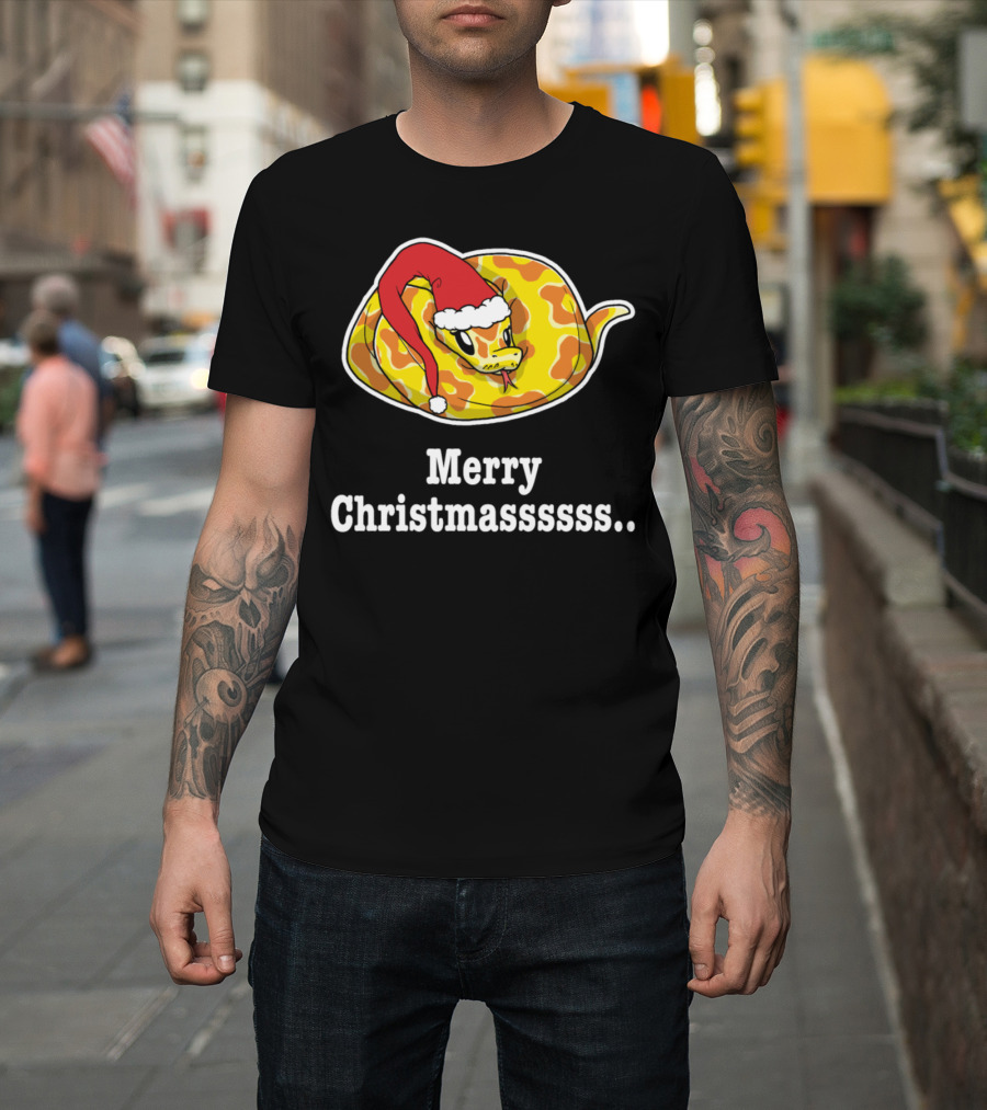 Merry Christmassss Ball Python Snake Lover Santa Hat T-Shirt