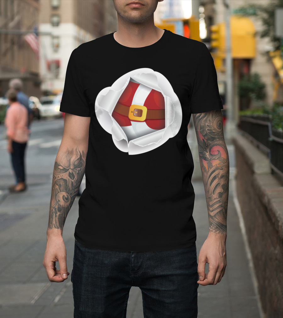 Peekaboo Santa Belly Festive Belt T-Shirt