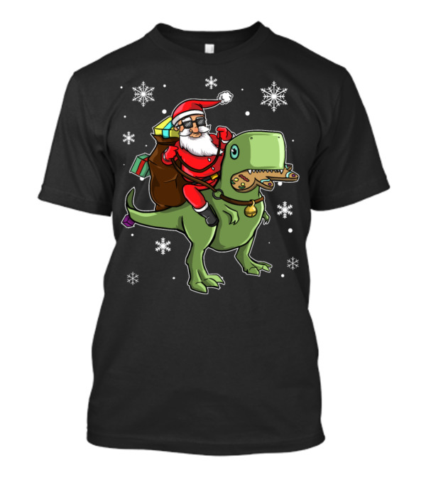 Santa Riding T-Rex Christmas Toddler Fun T-Shirt