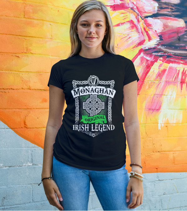 Monaghan Original Irish Legend Celtic Knot Cross Harp T-Shirt