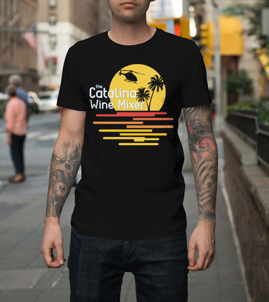 The Catalina Wine Mixer Sunset Helicopter Palms T-Shirt