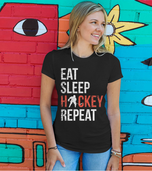 Eat Sleep Hockey Repeat Ice Skater Routine T-Shirt