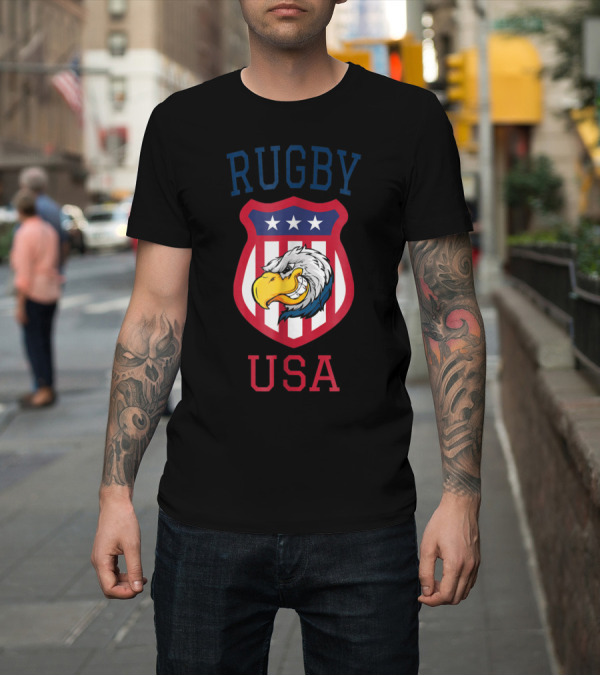 Shirt: Rugby American Sevens USA Fan Eagle Shield T-Shirt Rugby American Sevens USA Fan Eagle Shield T-Shirt