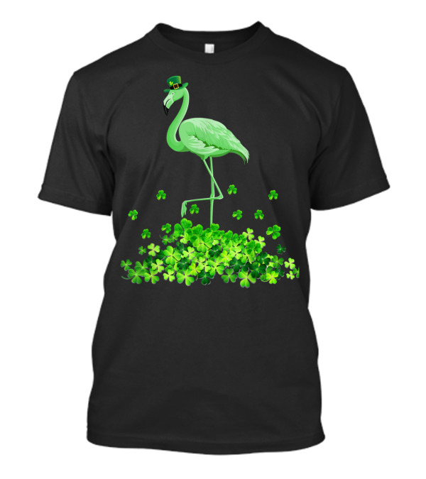 Funny St Patricks Day Flamingo Irish Women Shamrocks T-Shirt