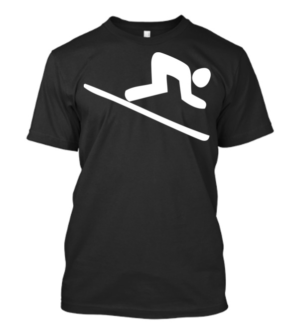 Downhill Skiing Icon Silhouette Simple White T-Shirt