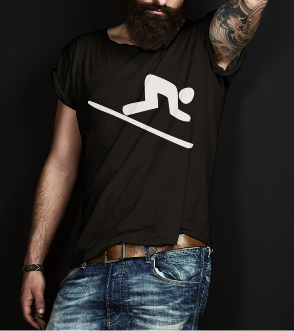 Downhill Skiing Icon Silhouette Simple White T-Shirt