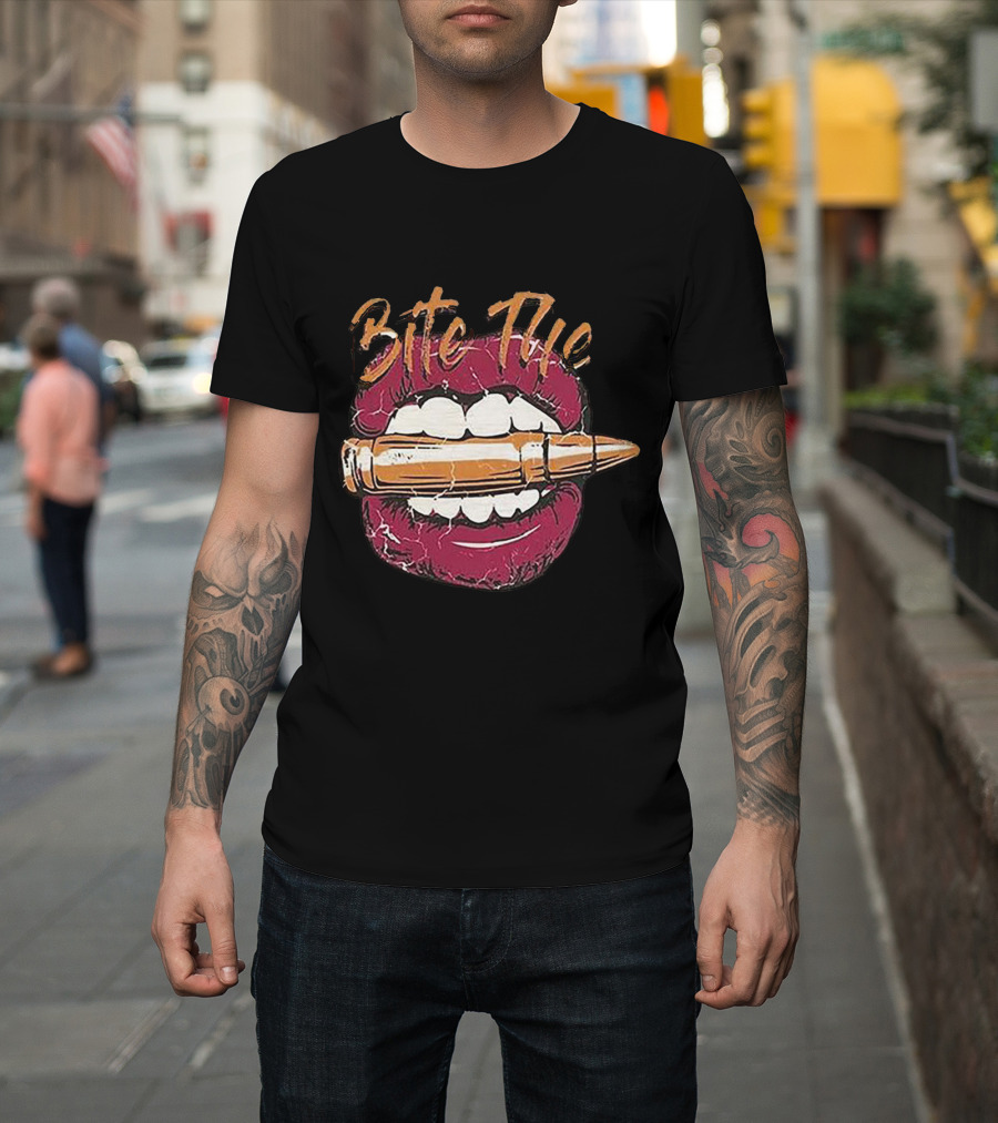 Bite The Bullet Letter Women Novelty Lips Graphic Sleeveless T-Shirt