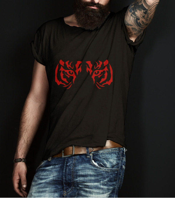 Tiger Red Eyes Symmetrical T-Shirt