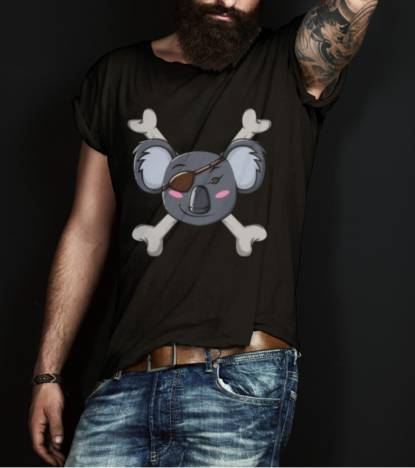 Pirate Koala Eyepatch Crossbones Emblem T-Shirt
