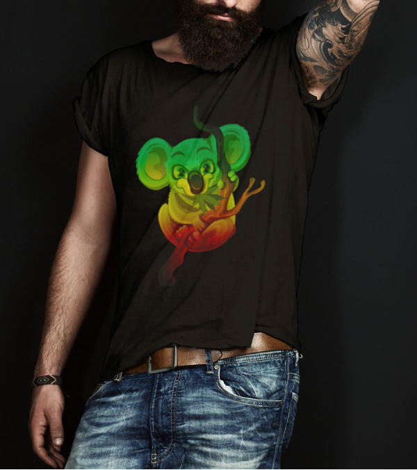 Rasta Koala Rainbow Leaves Cannabis Tree T-Shirt