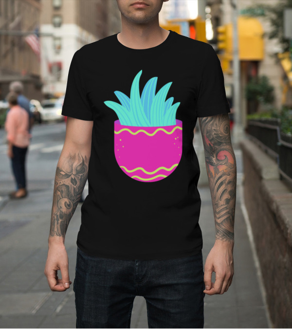 Shirt: Aloe Vera In Bright Pink Decorative Pot T-Shirt Aloe Vera In Bright Pink Decorative Pot T-Shirt