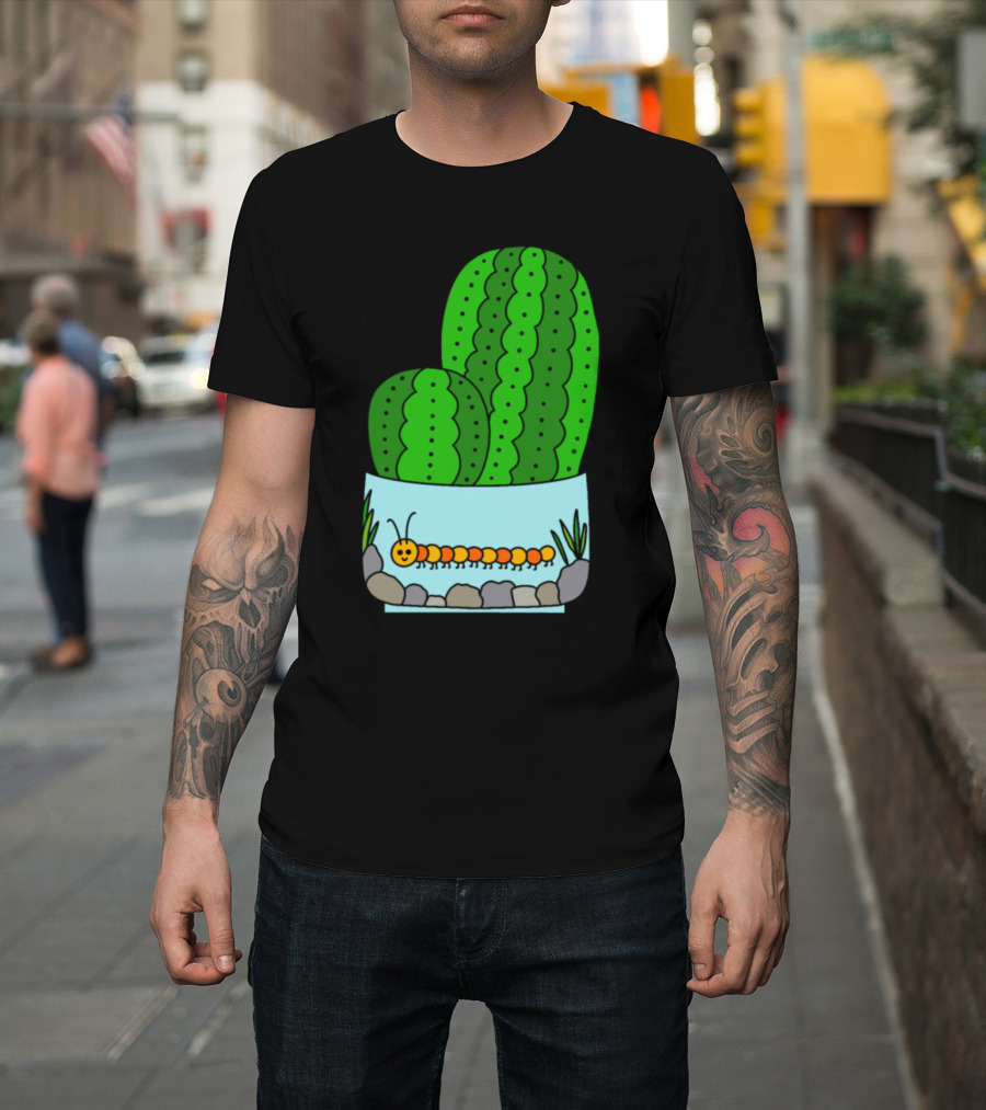 Prickly Pear Cacti in Caterpillar Planter Pot T-Shirt