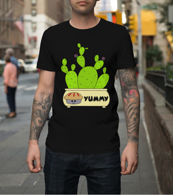 Shirt: Prickly Pear Cacti in Yummy Pie Planter with Cute Pie Face T-Shirt Prickly Pear Cacti in Yummy Pie Planter with Cute Pie Face T-Shirt
