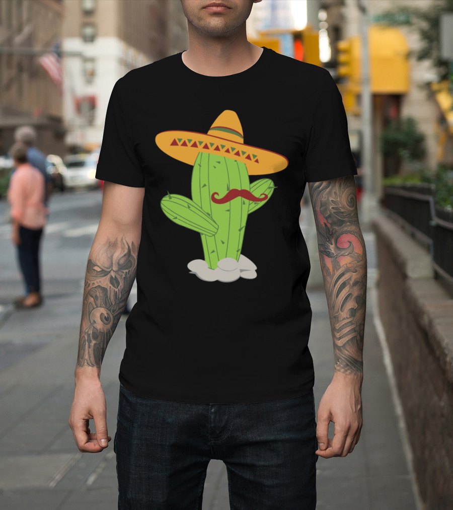 Sombrero Mustache Cactus Day Of The Dead Iconic T-Shirt