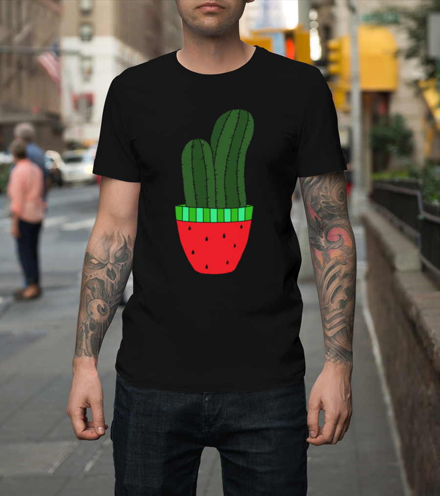 Watermelon Cactus Planter with Cucumber Cacti T-Shirt