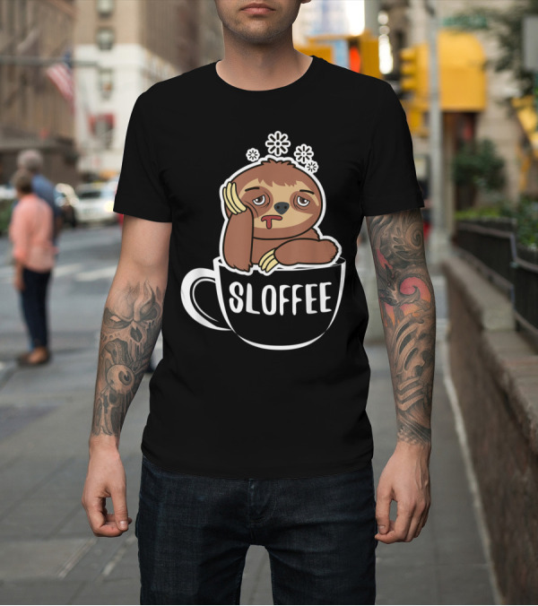 Shirt: Sloffee Sloth in Coffee Cup with Flowers for Coffee Lovers T-Shirt Sloffee Sloth in Coffee Cup with Flowers for Coffee Lovers T-Shirt