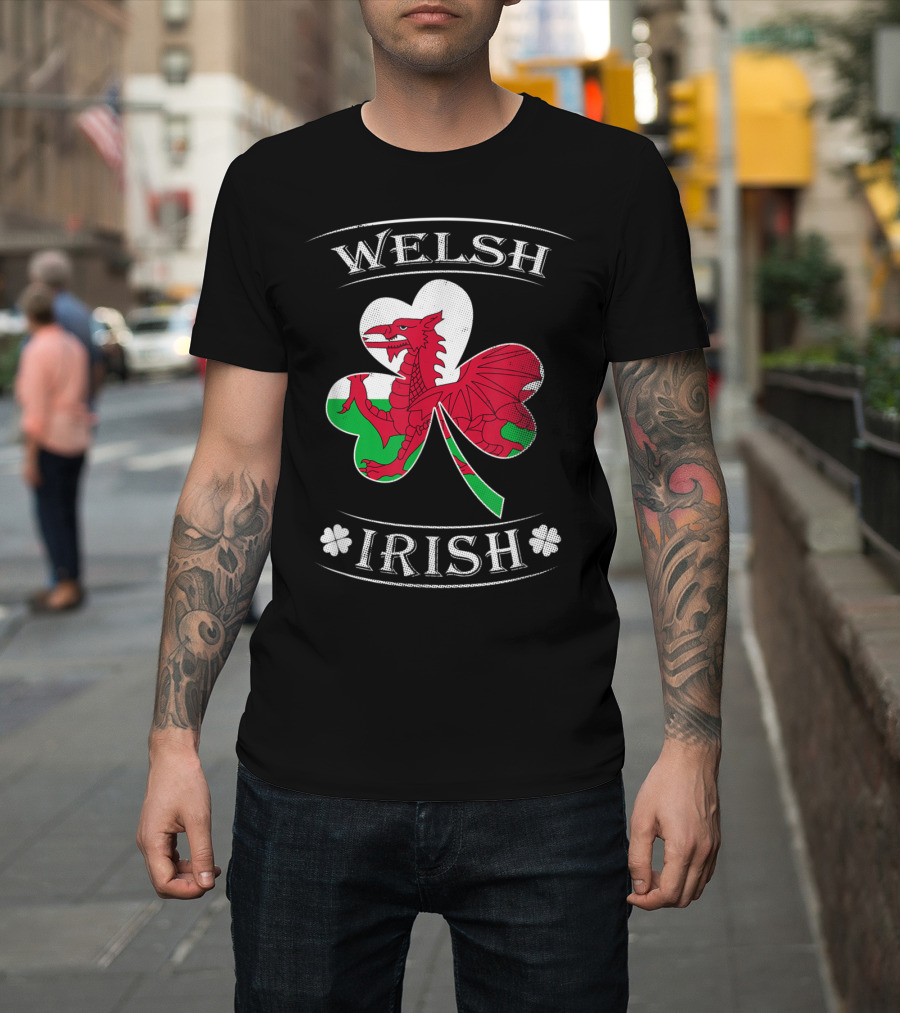 Welsh Dragon Shamrock Irish Heritage Iconic T-Shirt