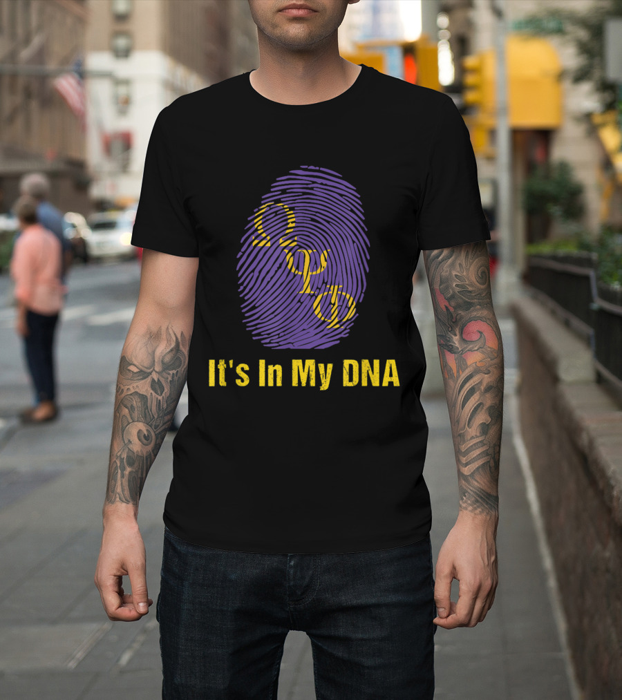 Omega Psi Phi Fingerprint Purple It's In My DNA Gold T-Shirt