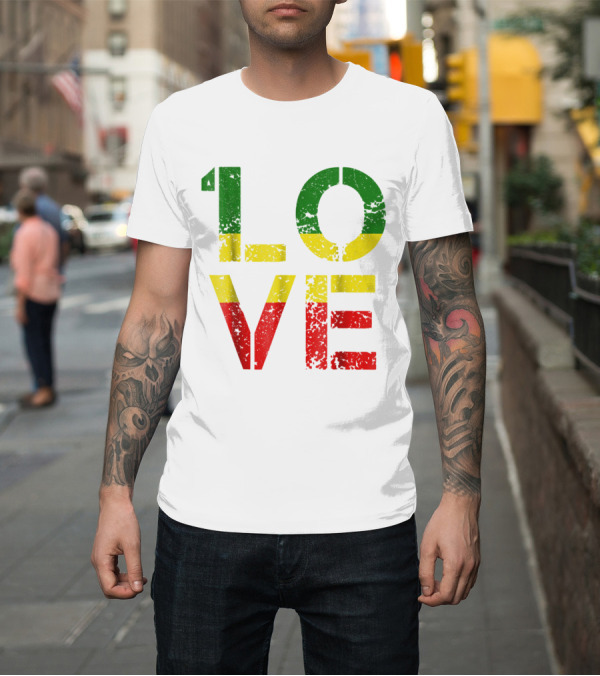 Shirt: One Love Reggae Music Jamaica with Rastafarian Color T-Shirt One Love Reggae Music Jamaica with Rastafarian Color T-Shirt