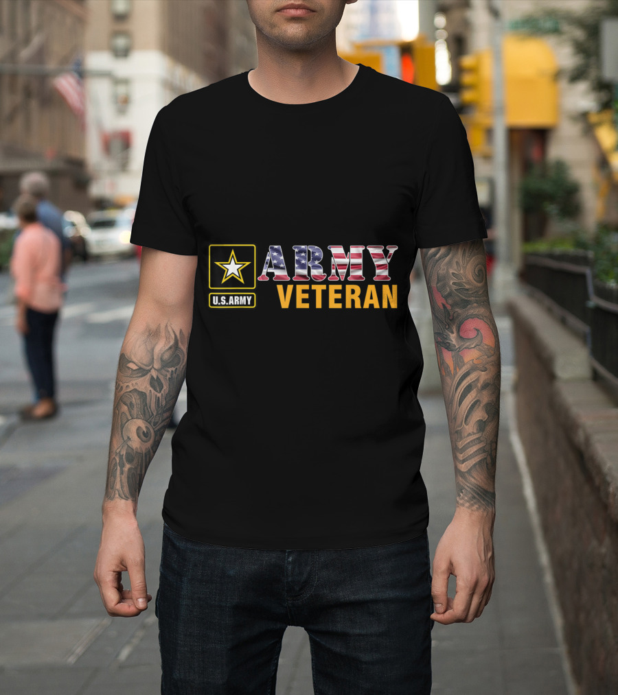 U.S. Army Veteran American Flag Star T-Shirt