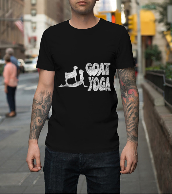 Shirt: Retro Goat Yoga Illustration with Upward-Facing Pose T-Shirt Retro Goat Yoga Illustration with Upward-Facing Pose T-Shirt