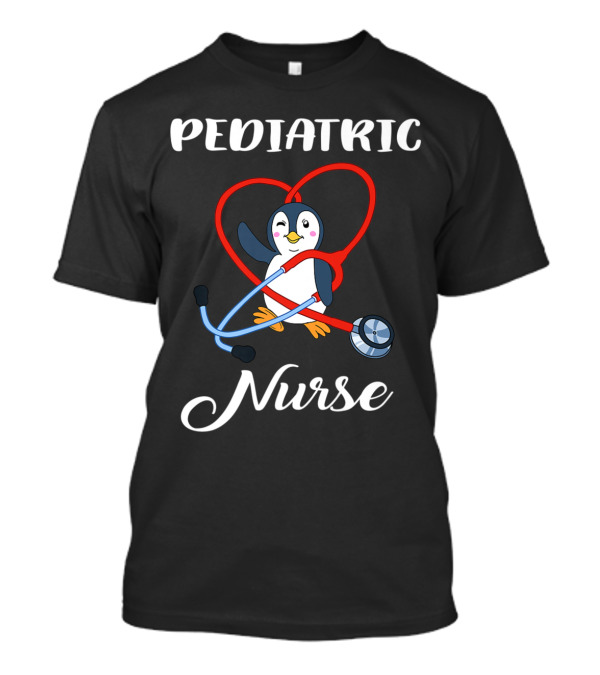 Pediatric Nurse Cute Penguin With Stethoscope Heart T-Shirt