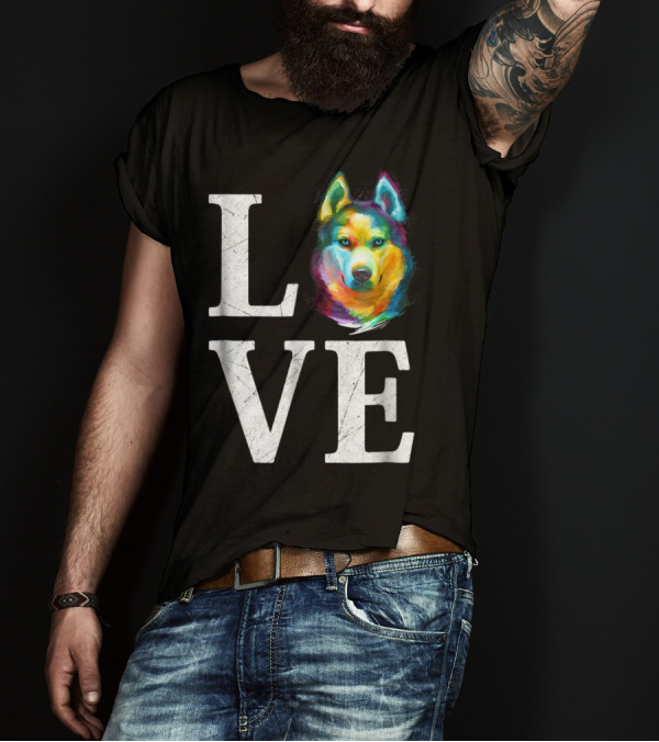 Love Siberian Husky Colorful Artistic T-Shirt