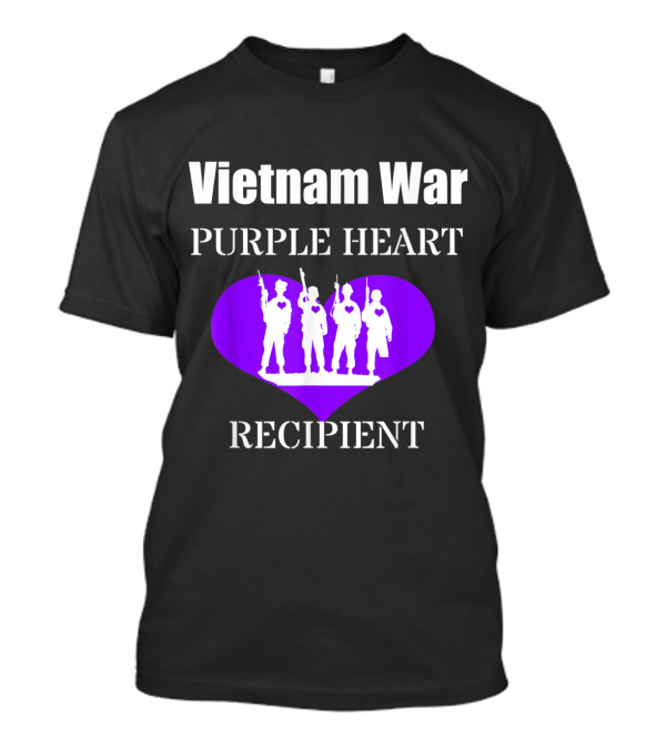Vietnam War Purple Heart Recipient With Soldier Silhouette In Purple Heart T-Shirt