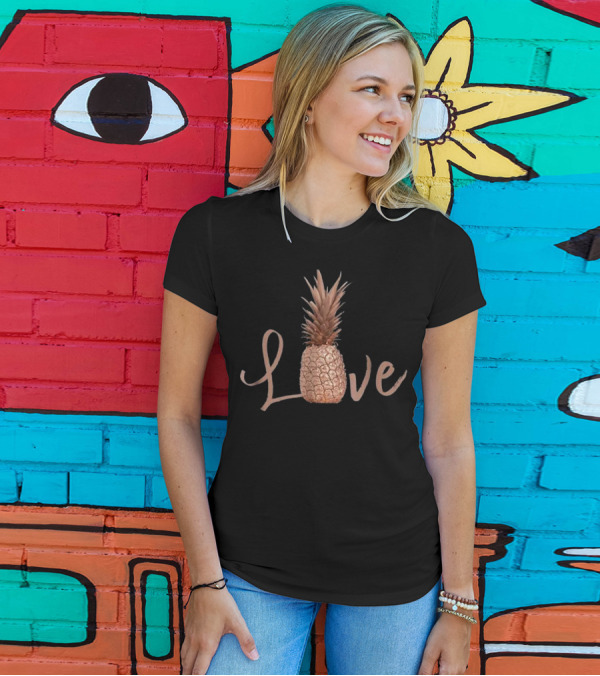 GGT Love Pineapple Rose Gold Color Script T-Shirt