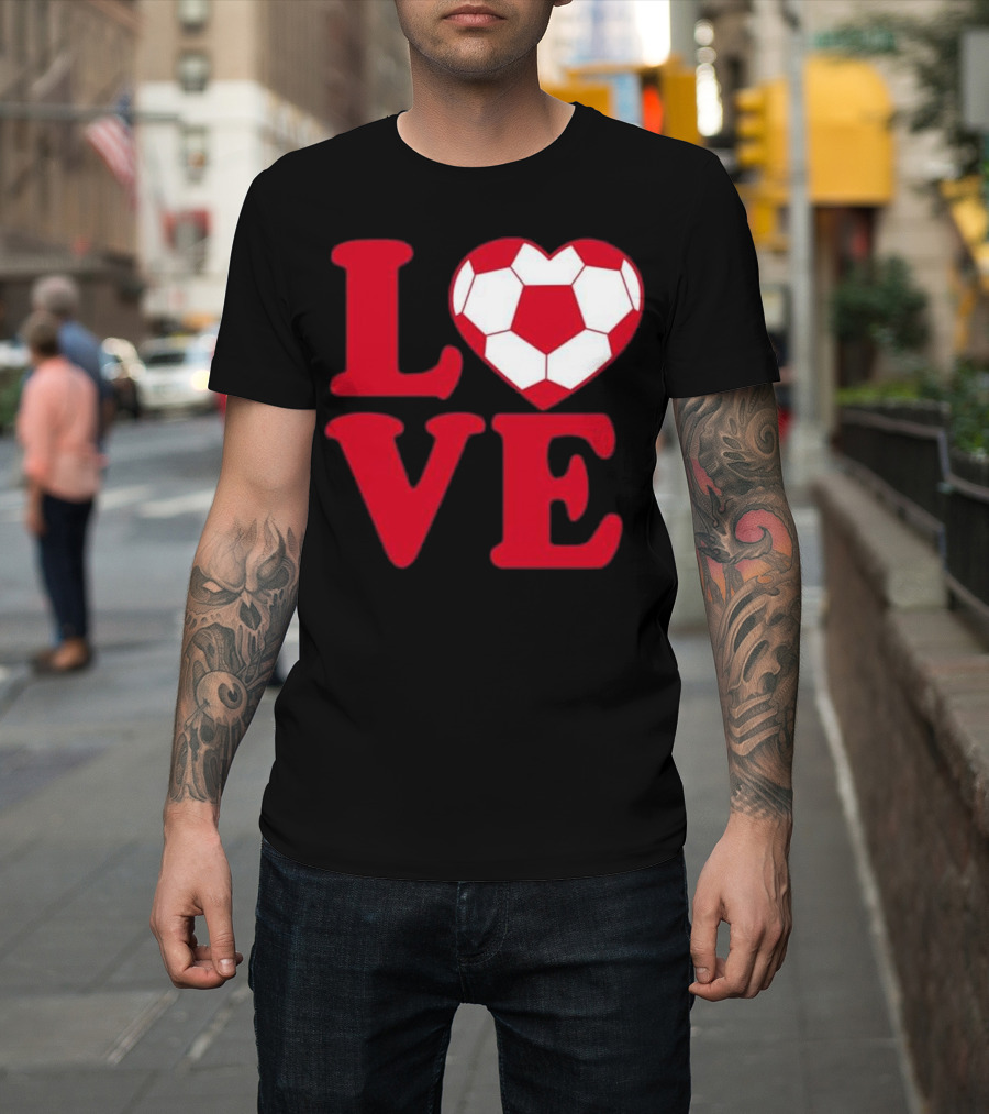 Girls Cool Love Soccer Heart Ball T-Shirt