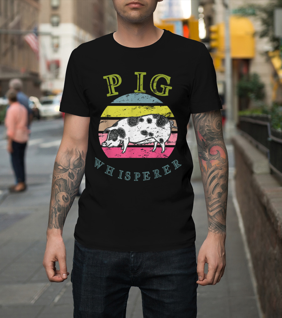 Vintage Pig Whisperer Retro Stripes T-Shirt