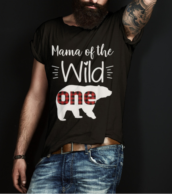 Mama Of The Wild One Bear Lumberjack Plaid T-Shirt