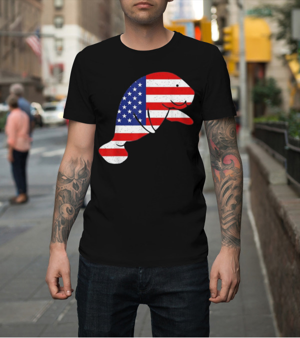 Shirt: Manatee 4th of July American Flag USA T-Shirt Manatee 4th of July American Flag USA T-Shirt