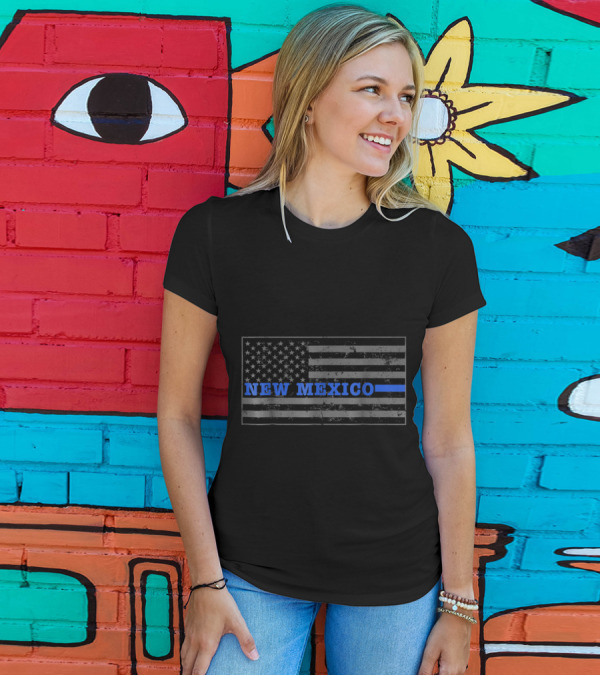 New Mexico Police Thin Blue Line American Flag T-Shirt