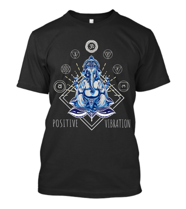 Positive Vibration Yoga Ganesha God Chakra Meditation T-Shirt