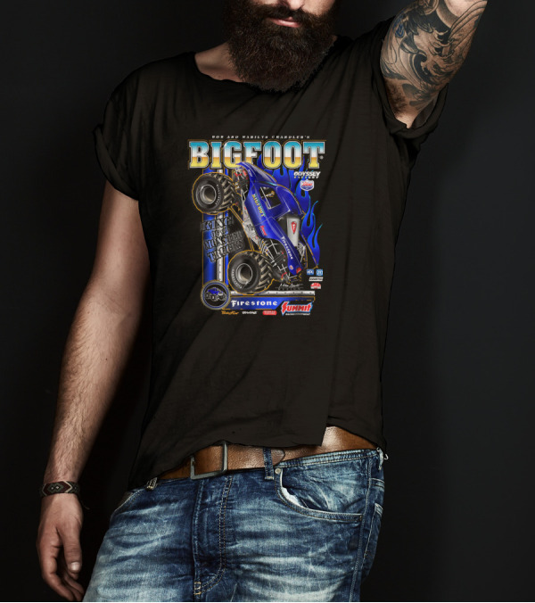 Bob And Marilyn Chandler's King Of The Monster Trucks BIGFOOT Firestone Summit Racing Equipment Odyssey Holley MSD Hooker Headers T-Shirt