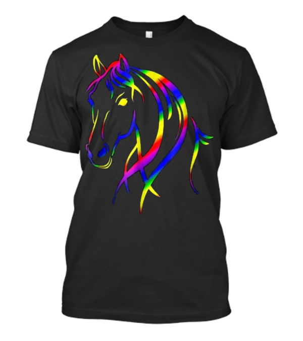 Cute Rainbow Horse Silhouette With Colorful Vibrant Mane T-Shirt