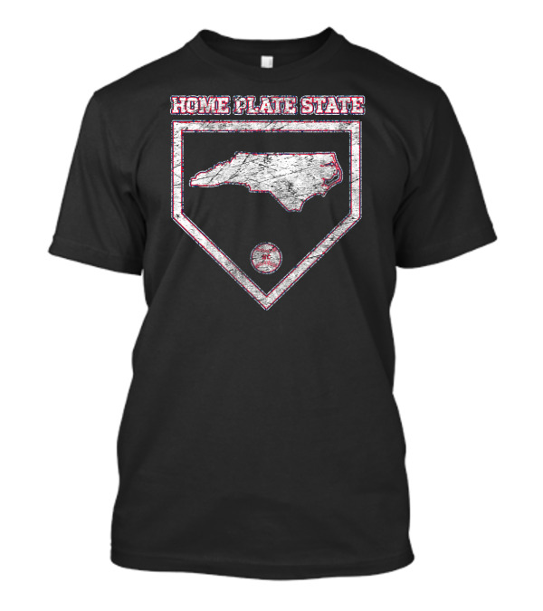 North Carolina Home Plate State Baseball Map T-Shirt